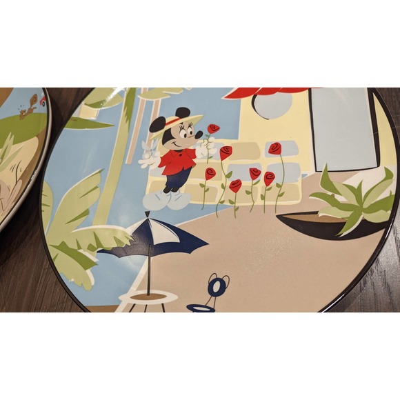 Set Of 4 DISNEY Direct ABSTRACT CERAMIC DINNER Plates-Mickey & Friends - Picture 2 of 5